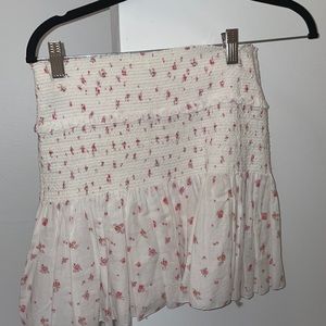 Love Shack Fancy White/Pink Mini Skirt